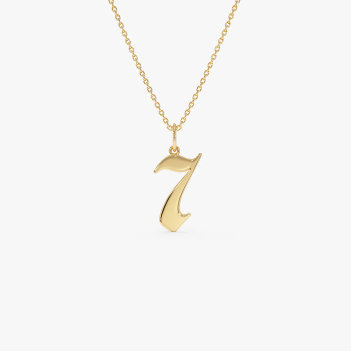 14K Gothic Number Pendant Necklace 14k Gold Ferkos Fine Jewelry