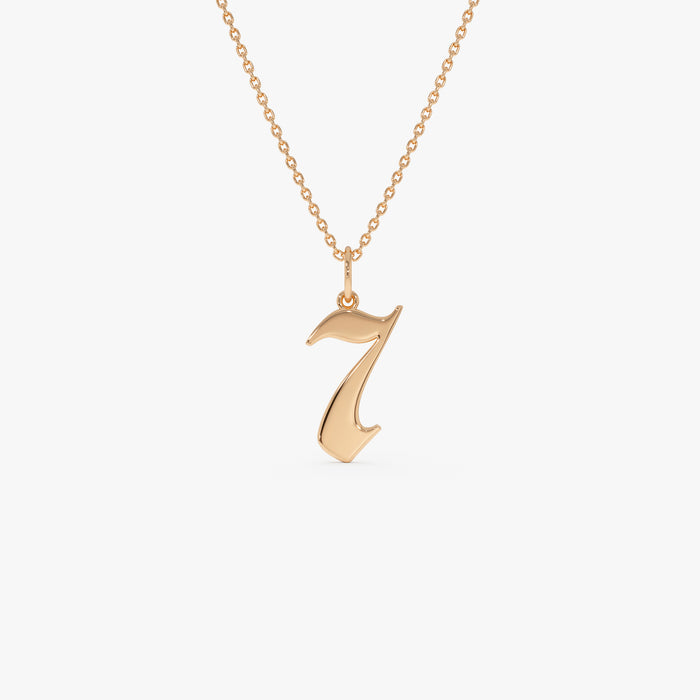 14K Gothic Number Pendant Necklace Ferkos Fine Jewelry