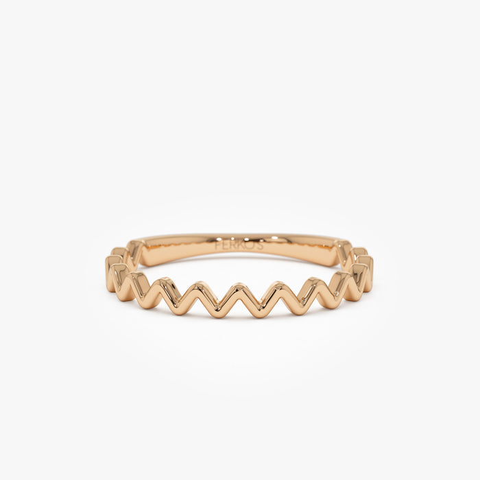 14K High and Low Zig Zag Ring 14K Rose Gold Ferkos Fine Jewelry