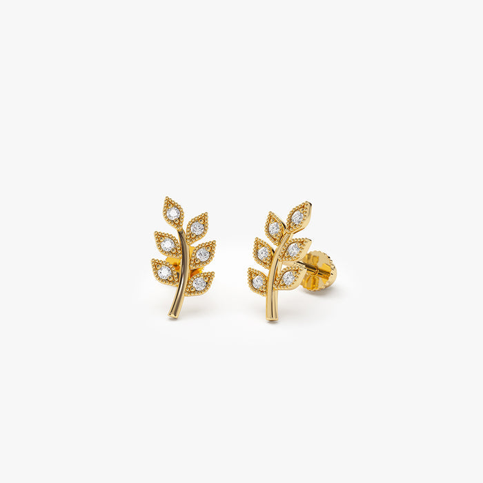 14k Leaf Diamond Helix Piercing  Ferkos Fine Jewelry