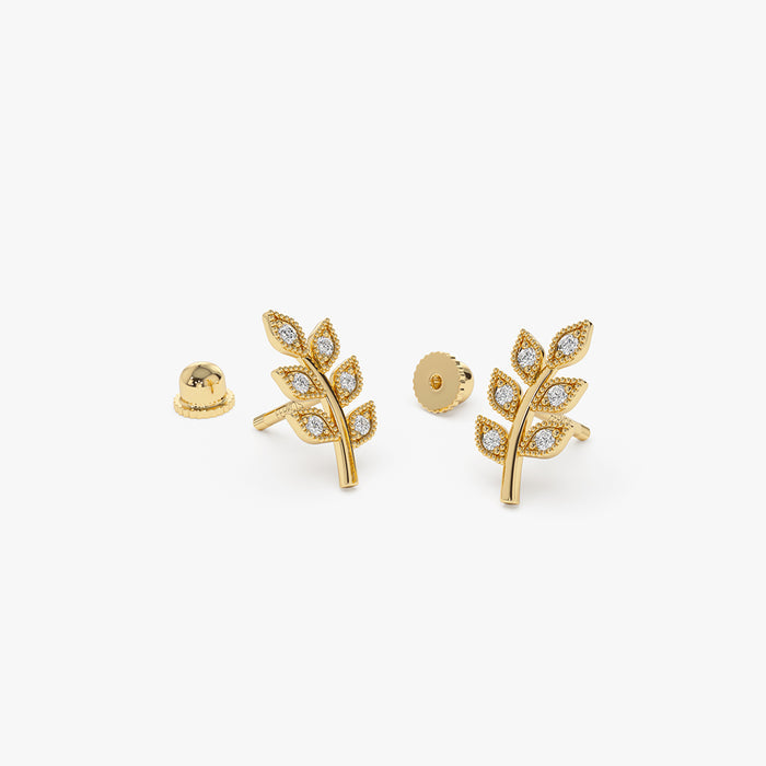 14k Leaf Diamond Helix Piercing  Ferkos Fine Jewelry