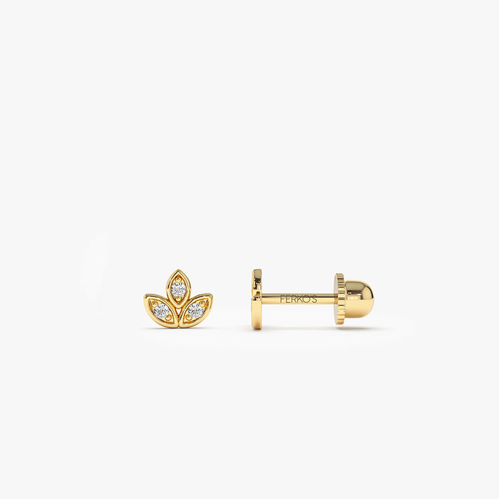 14k Leaf Petal Diamond Helix Piercing 14K Gold Ferkos Fine Jewelry