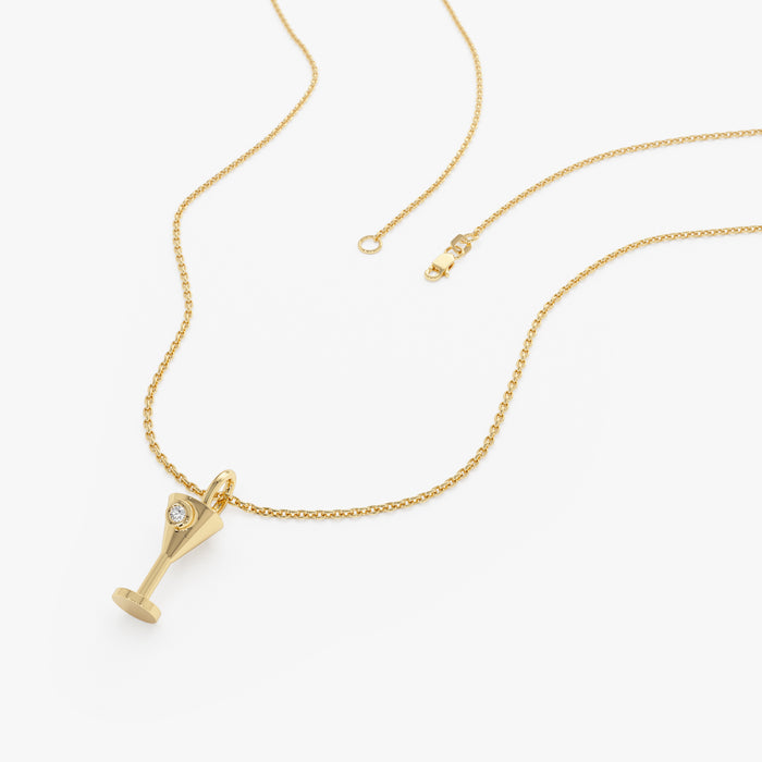 14k Martini Glass Charm Necklace with a Diamond Ferkos Fine Jewelry