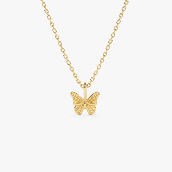 14k Mini Butterfly Charm Necklace 14K Gold Ferkos Fine Jewelry