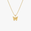 14k Mini Butterfly Charm Necklace 14K Gold Ferkos Fine Jewelry