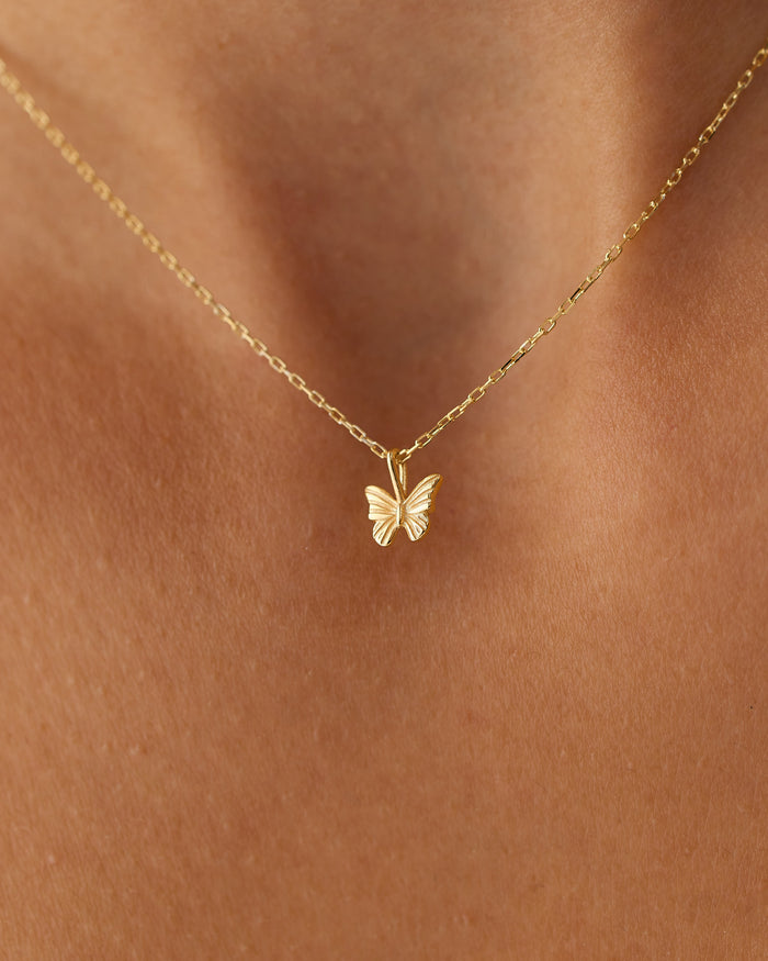 14k Mini Butterfly Charm Necklace  Ferkos Fine Jewelry