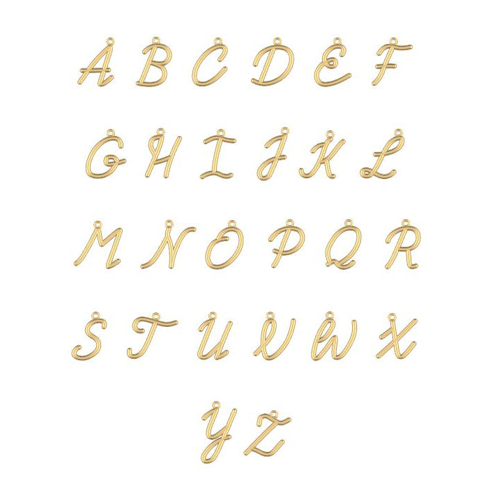 14k Plain Gold Script Initial Necklace  Ferkos Fine Jewelry