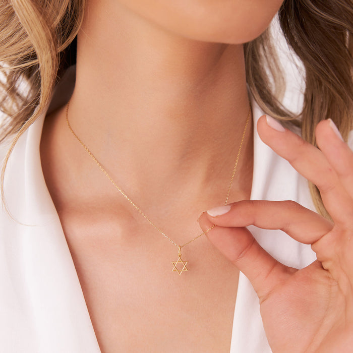 14K Plain Gold Star Of David Necklace  Ferkos Fine Jewelry