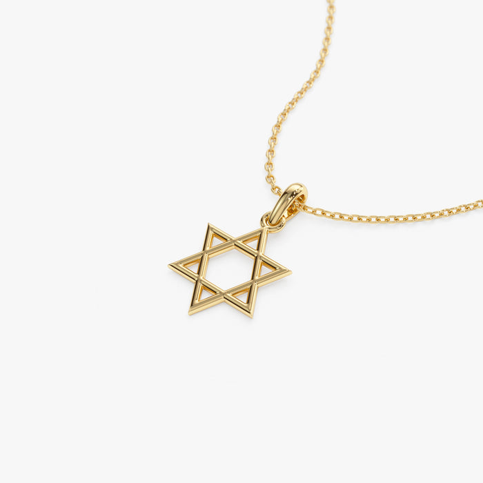 14K Plain Gold Star Of David Necklace  Ferkos Fine Jewelry