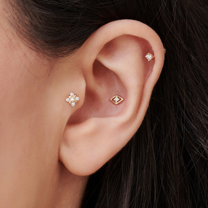 14k Prong Setting Diamond Stud Piercing  Ferkos Fine Jewelry