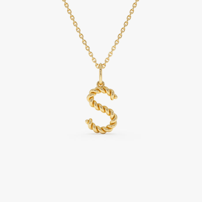 14K Rope Initial Pendant Necklace 14k Gold Ferkos Fine Jewelry