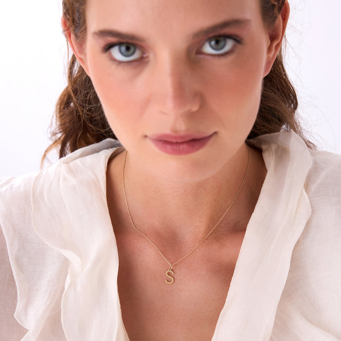 14K Rope Initial Pendant Necklace Ferkos Fine Jewelry