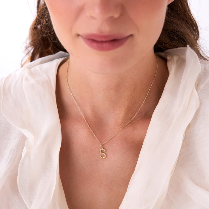 14K Rope Initial Pendant Necklace Ferkos Fine Jewelry