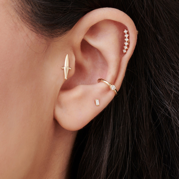 14K Single Baguette Helix Piercing  Ferkos Fine Jewelry