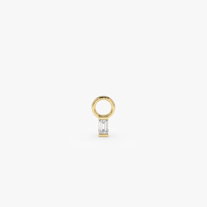 14k Single Baguette Hoop Charm 14K Gold Ferkos Fine Jewelry
