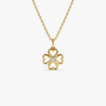 14k Single Diamond Clover Necklace 14K Gold Ferkos Fine Jewelry