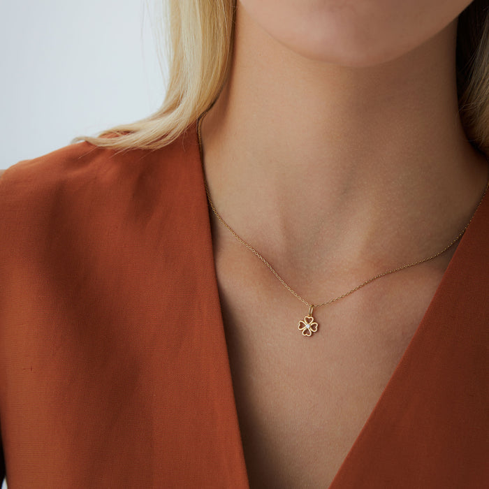 14k Single Diamond Clover Necklace  Ferkos Fine Jewelry