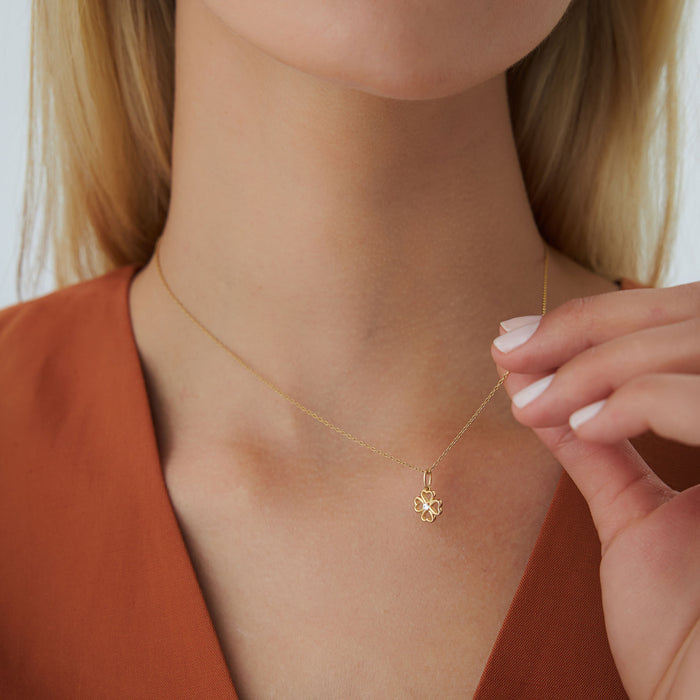14k Single Diamond Clover Necklace  Ferkos Fine Jewelry