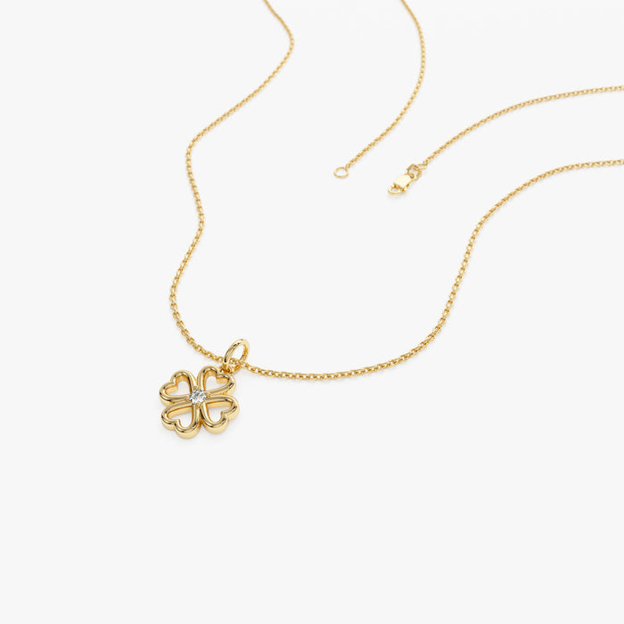 14k Single Diamond Clover Necklace  Ferkos Fine Jewelry