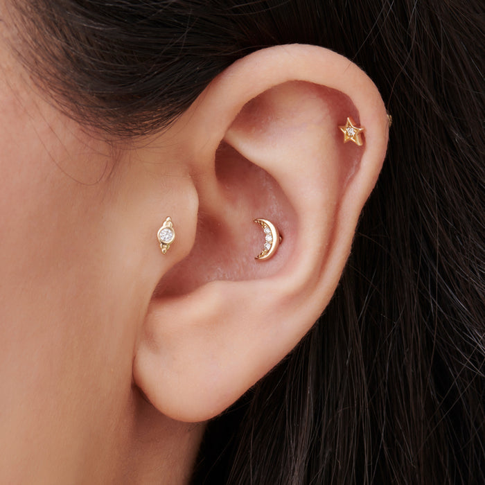 14k Six Dot Diamond Helix Piercing  Ferkos Fine Jewelry