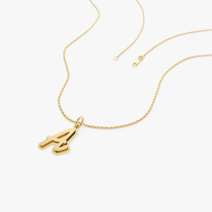 14K Solid Gold Script Font Initial Layered 3D Necklace  Ferkos Fine Jewelry