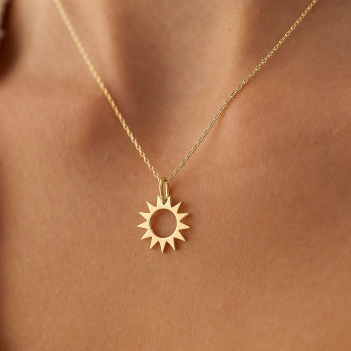 14k Solid Gold Sun Pendant Necklace  Ferkos Fine Jewelry