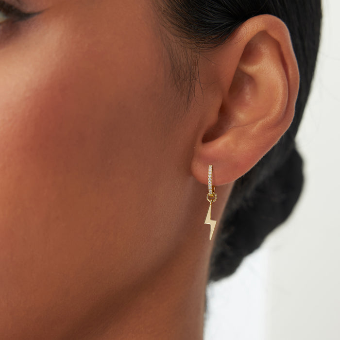 14k Solid Lightning Hoop Charm  Ferkos Fine Jewelry
