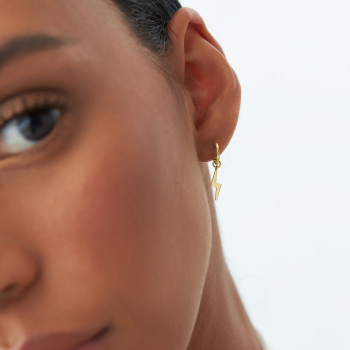 14k Solid Lightning Hoop Charm  Ferkos Fine Jewelry