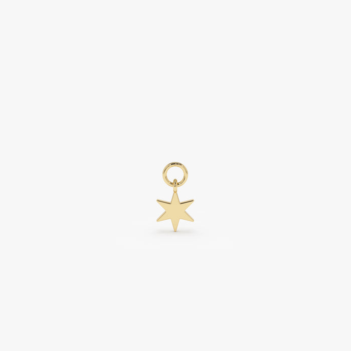 14k Solid Star Hoop Charm 14K Gold Ferkos Fine Jewelry