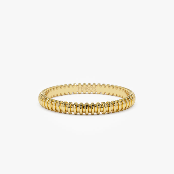 14K Stackable Ribbed Wedding Band 14K Gold Ferkos Fine Jewelry