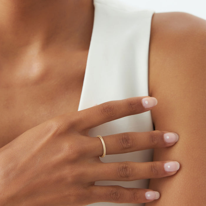 14K Stackable Ribbed Wedding Band Ferkos Fine Jewelry