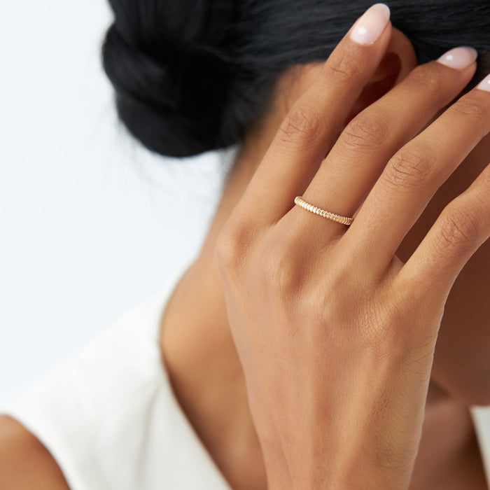 14K Stackable Ribbed Wedding Band Ferkos Fine Jewelry