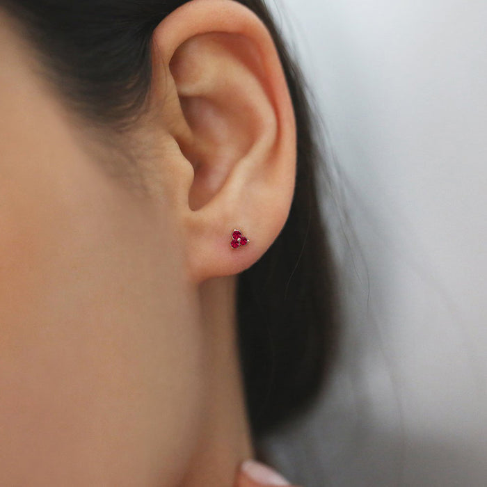 14K Tiny Trio Ruby Earrings  Ferkos Fine Jewelry