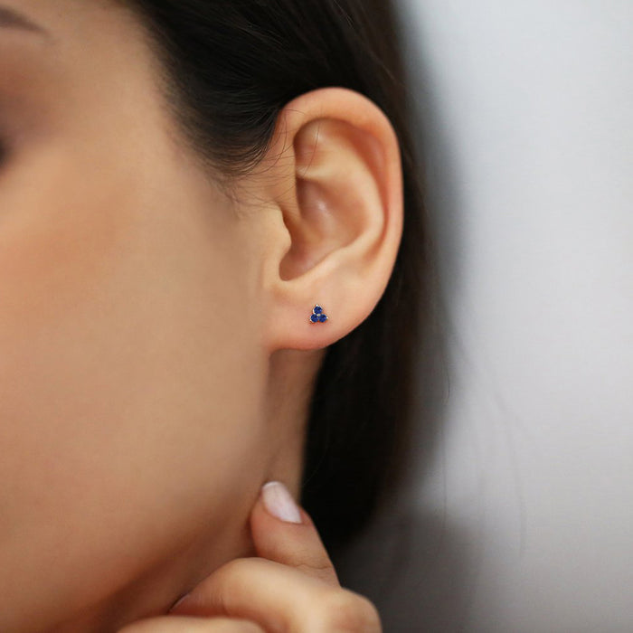14K Tiny Trio Sapphire Earrings  Ferkos Fine Jewelry