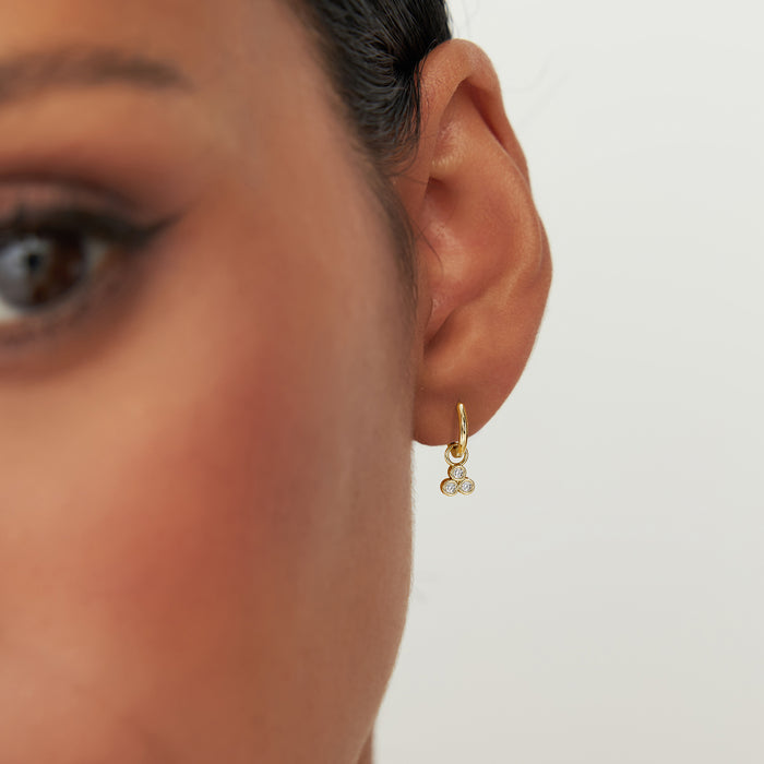 14k Tri Bezel Hoop Charm  Ferkos Fine Jewelry