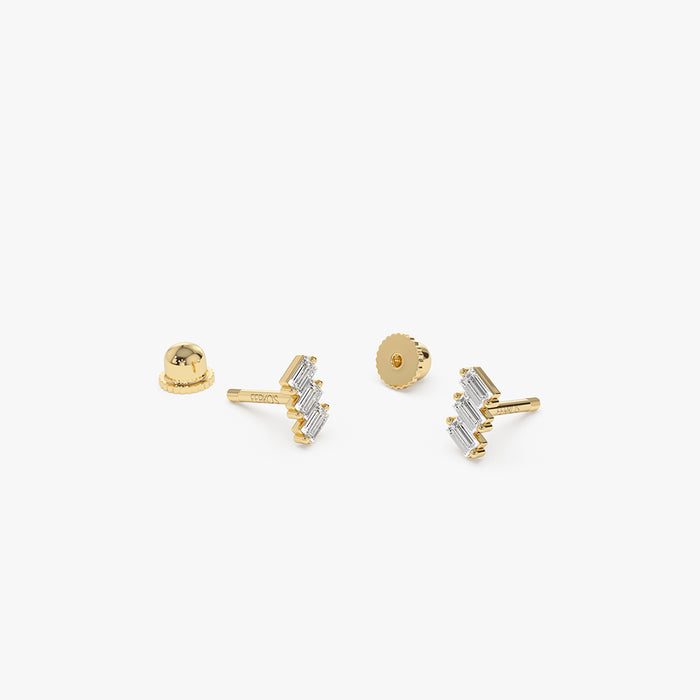 14k Trio Baguette Diamond Helix Piercing  Ferkos Fine Jewelry