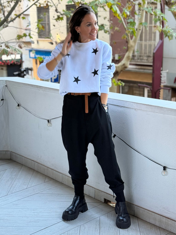 Sudadera "A star is born" afelpada blanca y negra, unisex