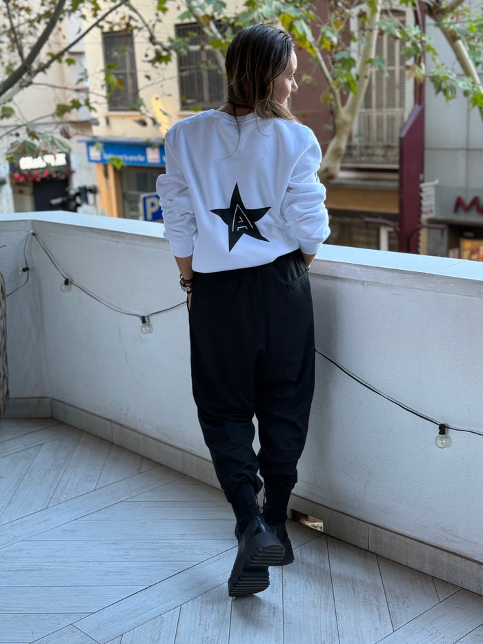 Sudadera "A star is born", algodón, blanco y negro — vista detalle
