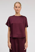 Simkhai Addy Short Sleeve Knit Back T- Shirt in Fig available at Barbara Katz