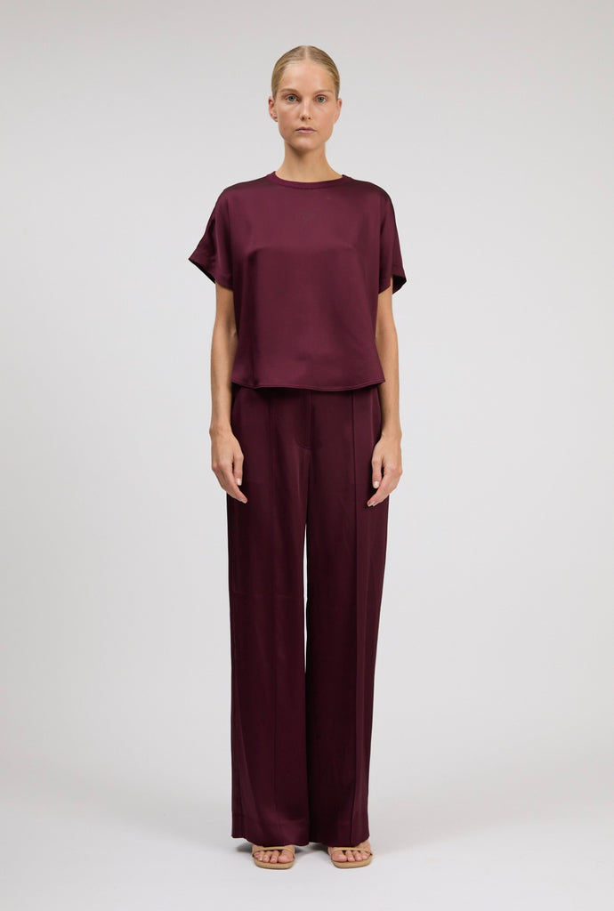 Simkhai Addy Short Sleeve Knit Back T- Shirt in Fig available at Barbara Katz
