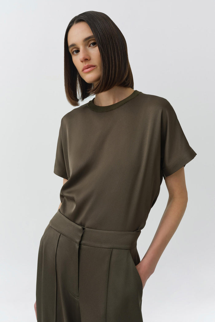 Simkhai Addy Short Sleeve Knit Back T- Shirt in Sea Turtle available at Barbara Katz