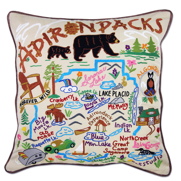 Adirondacks Hand-Embroidered Pillow