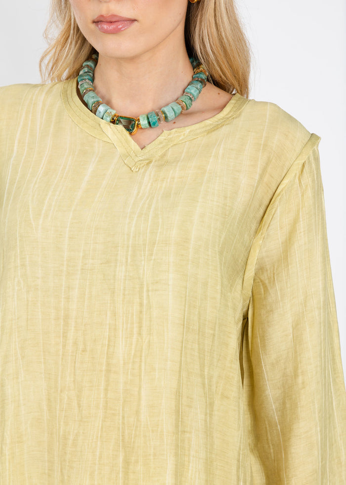 Ozai N Ku Aida V-Neck Tunic in Yellow available at Barbara Katz