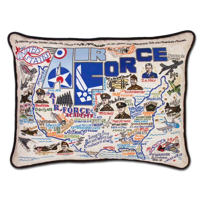 Air Force Hand- Embroidered Pillow