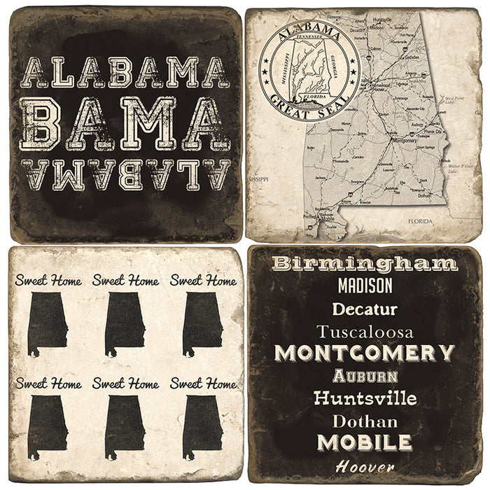 Alabama B&W Drink Coasters