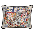 America Hand-Embroidered Pillow