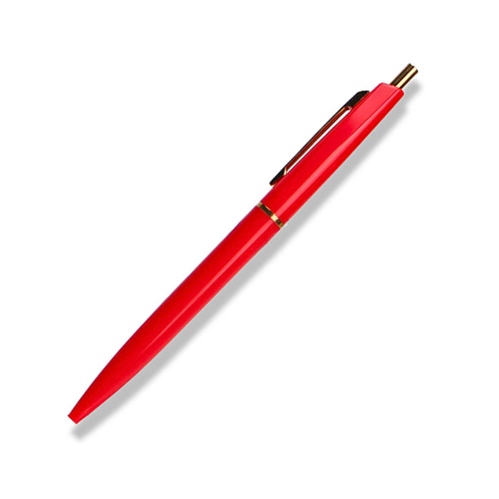 Anterique oil-based ballpoint pen in red with retractable tip.