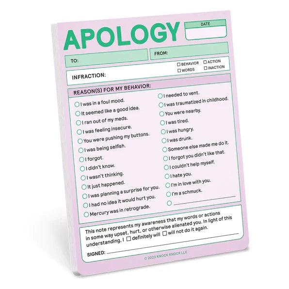 Apology Nifty Notes