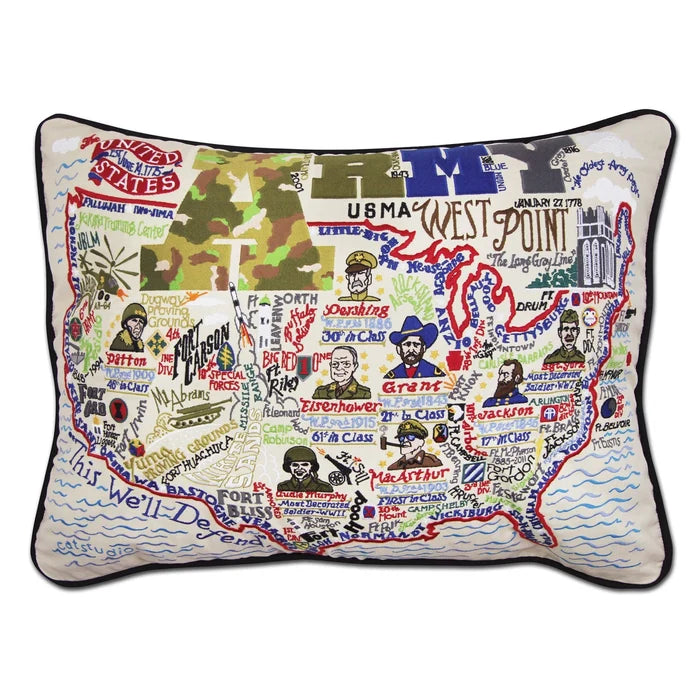 Army Hand- Embroidered Pillow