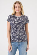 Goldie Autumn Bloom Boy Tee in Gray Heather/Navy available at Barbara Katz